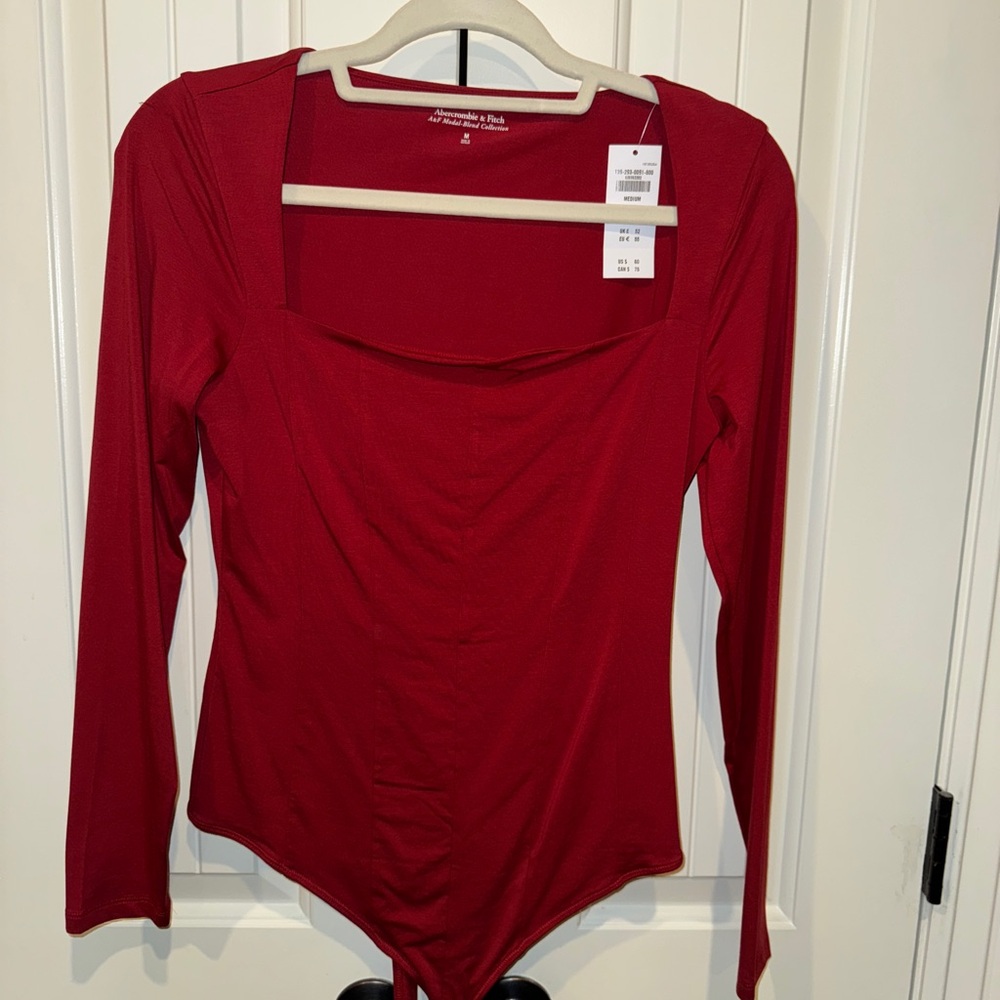 NWT Abercrombie & Fitch Burgundy Long Sleeve Bodysuit, Medium